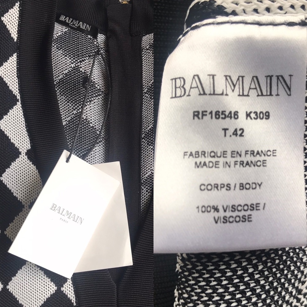 BALMAIN Two-Tone Intarsia-Knit Mini Dress - Picture 14 of 16